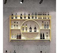 Modern Metal Wall Mounted Wine Rack, Wine Rack For Cupboard, Bar Unit Wall Wine Display Racks, Multifunctional Iron Champagne Stemware Wine Glass Rack For Home, Restaurant, Bar (Black,120x15x80cm)