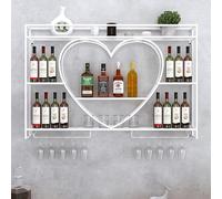 Modern Metal Wall-Mounted Wine Rack with 3 Tier Display Shelf and Stemware Rack - Ideal for Home Bar, Dining Room, Kitchen - Stylish and Functional Wine Bottle Holder (Co