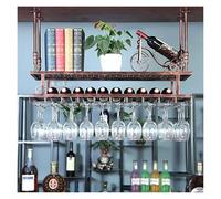 Modern Metal Wall Mounted Wine Rack with Glass Holder Stylish Hanging Shelf for Bottles and Cups Perfect for Bars and Cafes(Brown,150cm)