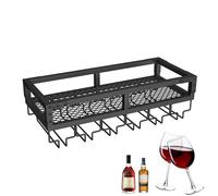 Modern Metal Wall Wine Rack with Glass Holder - Stylish Bar Shelves for Home Dining Room Kitchen - Ideal for Wine Lovers and Entertaining