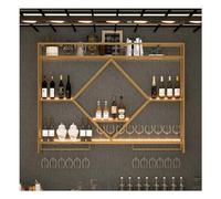 Modern Metal Wine Rack Wall Mounted Bottle Glass Holder with LED Lights - Multifunctional Iron Wine Glass Rack and Bar Shelves for Liquor Bottles - Home Kitchen Decor (Co