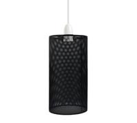 Modern Metal Wire Cage Lampshade 22cm x 11cm Black Cylindrical Drum Pendant Light Shade Industrial Vintage E27 Ceiling Lamp Shade for Kitchen Bedroom Living Room Dining Room Hallway Loft Home Décor