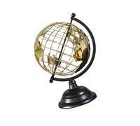 Modern Metal World Globes Sculpture With Open Frame And Gold Base For Home Office Decoration Decorative Blacks With Gold Base