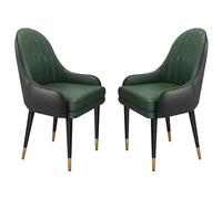 Modern Microfiber Leather Dining Chairs Set of 2 Slish Black & Dark Green Kitchen Bedroom Balcony & Makeup Chairs Versatile Sofa & Dressing Table Seating