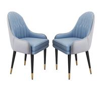 Modern Microfiber Leather Dining Chairs Set of 2 - Stylish Light Grey & Haze Blue Kitchen & Bedroom Furniture Perfect for Makeup Balcony and Sofa Use
