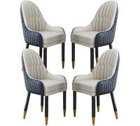 Modern Microfiber Leather Dining Chairs Set Of 4 With Solid Wood Legs For Kitchen Living Room Bedroom And Balcony Comfortable Lounge Chairs In Coffee And Orange Color Sch,Black+beige-One Size
