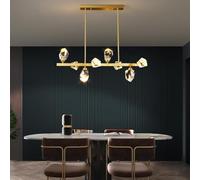 Modern Mid Century Crystal Pendant Light Fixture d Chandelier Lighting Dimmable Brass Crystal Hanging Lamps Compatible with Living Room Led Chandelier Lights