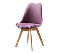 Modern Mid-Century Dining Chairs, Upholstered Accent Chair with Breathable Cotton-Linen Fabric, Solid Beech Wood Legs, Versatile for Any Home Decor
