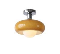 Modern Mid-Century Glass Flush Mount Ceiling Light Nordic Retro Round Colored Lamp with Chrome Base Indoor Home Decor Fixture for Bedroom Hallway Kitchen(White)/Brown
