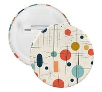 Modern Mid Century Lapel Pins Round Metal Brooch Badge Cute Tie Tack Pin for Hats, Clothing, Bags Unique Fashion Accessories Gift for Men & Women, 1Pcs, tinplate, no gemstone