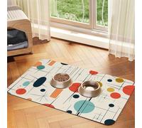 Modern Mid Century Pet Feeding Mat Absorbent Pu Leather Dog Cat Food Mats Contain Spills Protects Floors, Anti-Slip Rubber Backing Dog Bowl Mats Easy Clean Pet Placemats 40x60cm