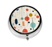Modern Mid Century Pill Case with Mirror Retro 3 Compartment Pill Box Small Pill Organizer for Purse or Pocket Decorative Metal Medicine Vitamin Organizer Unique Gifts