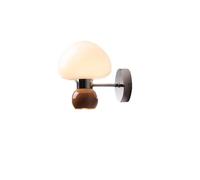 Modern Milk Glass Wall Light Vintage Farmhouse Wall Sconce Mid Century Bedroom Lamp for Wall Mounted Cream Style Mushroom Wall Night Lighting Fixture for Children Bedroom Entrance Corridor/White B