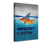 Modern Mindset is Everything Motivational Wall Art Goldfish Inspirational Canvas Positive Quote Wall Decor Classroom Posters for Home Decoration Office Stretched Framed Ready to Hang16”Wx24”H