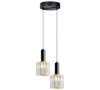 Modern Mini Crystal Chandeliers - 2-Lights Black Pendant Light for Kitchen Island, Gold Single Ceiling Hanging Lamp, Adjustable Hanging Light for Dining Room, Bedroom, Kitchen Island, Bar, Coffee ( Co