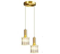 Modern Mini Crystal Chandeliers - 2-Lights Black Pendant Light for Kitchen Island, Gold Single Ceiling Hanging Lamp, Adjustable Hanging Light for Dining Room, Bedroom, Kitchen Island, Bar, Coffee ( Co