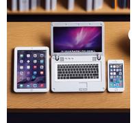 Modern Miniature Tech Set (Laptop, Tablet, Phone) 1:12 Scale, Alloy Construction, Realistic Screens, Dollhouse Decor for Contemporary Scenes (Silver)