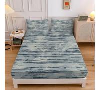 Modern Minimalism Double Fitted Sheet Abstract Ink Painting 3D Printed Bedding Double Bed Set Soft Microfibre Fitted Sheet Deep Pocket 12-inch, Bed Cover 135x190x30cm with 2 Pillowcase sd292