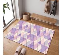 Modern Minimalism Indoor Door Mat 60 x 90 cm, Light Purple | Triangle Geometry Front Door Welcome Mat, Machine Washable, TPR Non-Slip Backing, Low-Profile Doormat for Entryway, Hallway and Entrance