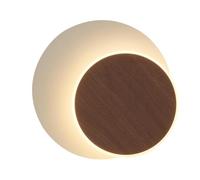 Modern Minimalism Iron Wall Sconce Circular Acrylic Wall Lights Wood Grain Accent Wall Lamp for Bedside Bedroom Entryway Living Room Hallway(17.5cm/6.8in)