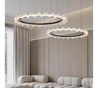 Modern Minimalism Water Ripples Led Chandelier Ring Living Dining Room Pendant Lights Home Decor Lighting Bedroom Lamp Luminaire(B 2 Ring D80 60cm,White Light)