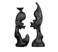 Modern Minimalist African Couple Statue - Abstract Sculptures for Home, Office & Wedding Decor - Aesthetic Anniversary & Valentine's Day Gifts - Creative Couple Portraits (B&W)