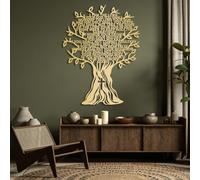 Modern minimalist art metal wall decor 10 Commandments Bible Verse Cross Tree Life Living Room Bedroom Hangings Religious Supplies (35"x 46"| 90x117cm Gold)