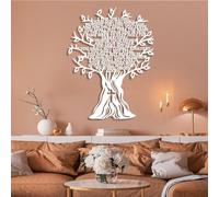 Modern minimalist art metal wall decor 10 Commandments Bible Verse Cross Tree Life Sign Living Room Bedroom Hangings Religious Supplies (35"x 46"| 90x117cm White)