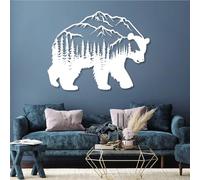 Modern minimalist art metal wall decor and Bear Wildlife Design Lover (White 24"x 18"| 62x48cm)