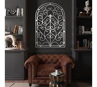 Modern minimalist art metal wall decor Arch,Window Arched Art,Scroll Gothic Home ation,Vintage Room Hanging,Farmhouse Hanging (Silver,41"x28"/105x70cm)