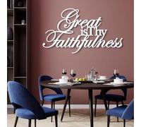Modern minimalist art metal wall decor Bible Verses -Great is Thy Faithfulness Scripture Sign Great Your Inspirational Saying Quotes Living Room fice Hanging