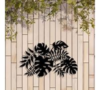 Modern minimalist art metal wall decor Black Leaves with Green Foliage,Vintage Inspired Iron Tree Branch Statue Mural for Living Room,Bedroom,Office,Kitchen Indoor(50CM/19.7IN)