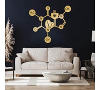 Modern minimalist art metal wall decor Caffeine Molecular Art,Molecule,Coffee Chemistry ation,Biology Bedroom Hanging (Gold,31"x28"/80x71cm)