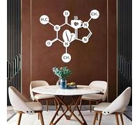 Modern minimalist art metal wall decor Caffeine Molecular Art,Molecule,Coffee Chemistry ation,Biology Bedroom Hanging (White,28"x24"/70x62cm)