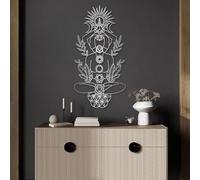 Modern minimalist art metal wall decor Chakra Human Body Sacred Geometry Hangings Yoga Spiritual Sign Room (19"x 39"| 50x100cm Sliver)