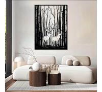 Modern minimalist art metal wall decor Deer Art,and,Reindeer Elk Hanging,Safari Nature Hanging for Living Room Bedroom Farmhouse (Black,24"x17"/60x44cm)