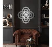 Modern minimalist art metal wall decor Eternal Knot Decor,Celtic Endless Art,Geometric Infinite Round Hanging for Living Room,Bedroom(Silver,39x39in|100x100cm)