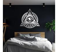 Modern minimalist art metal wall decor Eye Illuminati All-Seeing Sacred Geometry Triangle Symbol Mystical Spiritual Home (Silver 39"x39"|100x100cm)