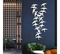 Modern minimalist art metal wall decor Flock Birds Sows Flying Sow Sign Living Room Bedroom Kitchen Hangings Housewarming (White 19"x 47"| 50x120cm)