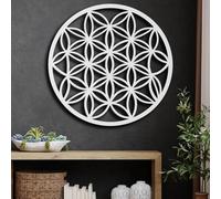 Modern minimalist art metal wall decor Flower Life Seed Sacred Geometry Large Living Room fice Home (White 28" x / 70 70cm)