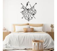 Modern minimalist art metal wall decor Four Elements Mystic 4 Nature Eh Water Air Fire Boho Living Room Hangings Housewarming (Black 39"x 47")