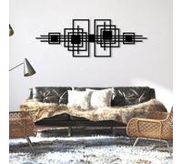 Modern minimalist art metal wall decor Geometric Abstract and Line Living Room Décor (29"x 9"| 76x25cm Black)