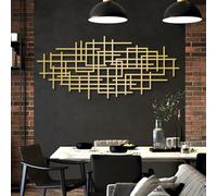 Modern minimalist art metal wall decor Geometric Abstract Irregular Line Style Sign tion Living Room Bedroom fice (Gold 24"x 10"| 62x27cm)