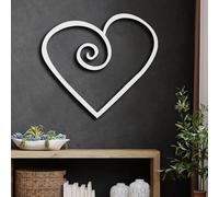 Modern minimalist art metal wall decor He Black Gold White Style Hes Love Sign Shape Bedroom Living Room (White 24" x 21" / 60 54 cm)