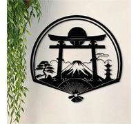 Modern minimalist art metal wall decor Japanese Torii Gate & Mount Fuji-Cultural Home For Living Room,Study istic Japan Enthusiasts Collectors(50cm/20inch)