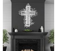 Modern minimalist art metal wall decor Jesus Cross -Psalm 23 Crosses Catholic Housewarming s (39"x 48"| 100x122cm Sliver)