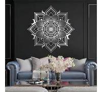 Modern minimalist art metal wall decor Mandala Art,Boho,Zen Yoga Meditation Spiritual ation,Living Room Bedroom Hanging (Silver,31"x31"|80x80cm)