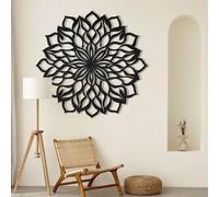 Modern minimalist art metal wall decor Mandala Hanging Large Living Room Home (Black 19" x / 47 47cm)