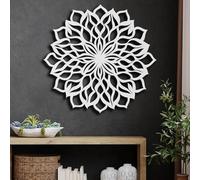 Modern minimalist art metal wall decor Mandala Hanging Large Living Room Home (White 35" x / 90 90cm)
