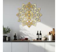 Modern minimalist art metal wall decor Mandala Large ative Lotus Flower Living Room Bedroom and fice Black Gold (Gold 31" x / 80 80cm)
